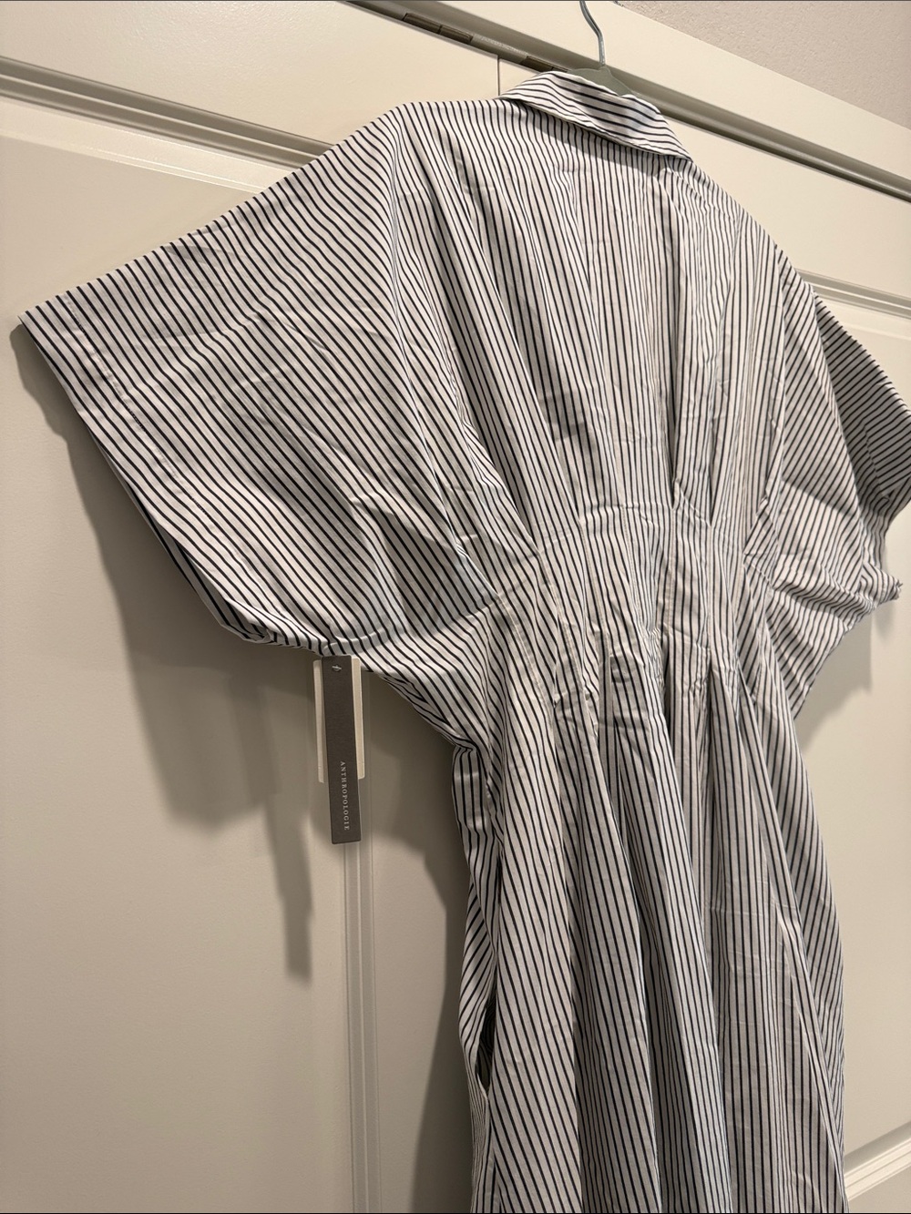 Anthropologie Blue and White Striped Maxi Shirt Dress - Picture 6 of 7